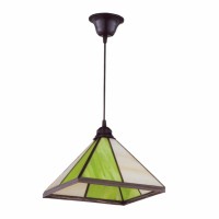 Distribuidor - Lâmpadas Diversas | Colgantes Rustica | COLGANTE FAROL PIRAMIDE PISTACHO 1X27 REGX27 Ref: 1.975-PISTACHO